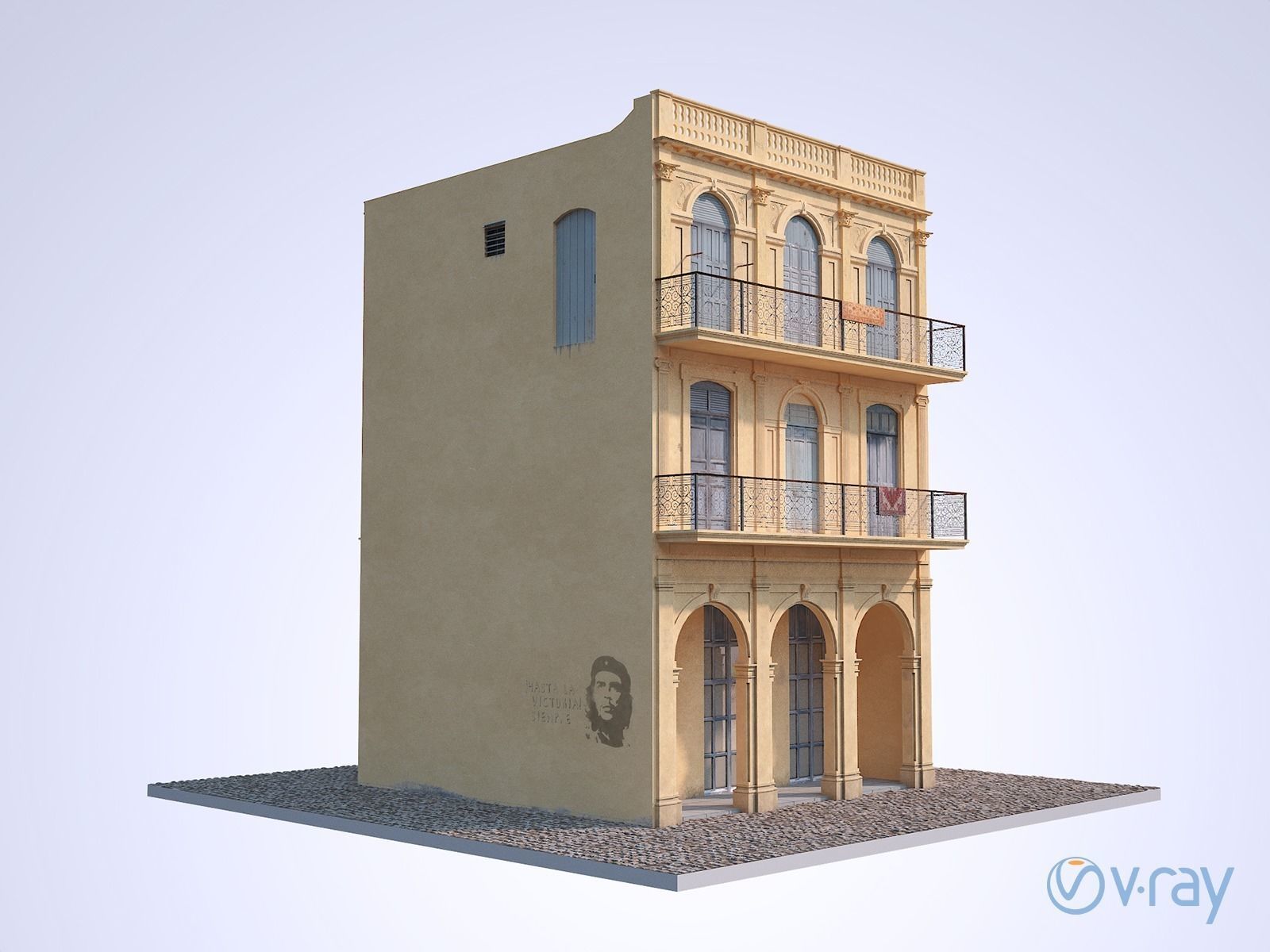 Cuban House Low-poly 3D model_1