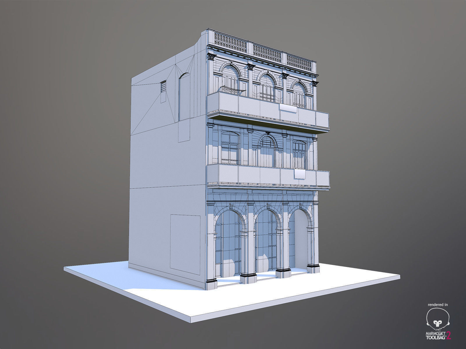 Cuban House Low-poly 3D model_8