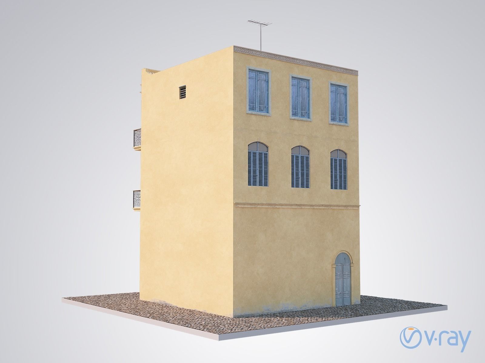 Cuban House Low-poly 3D model_3
