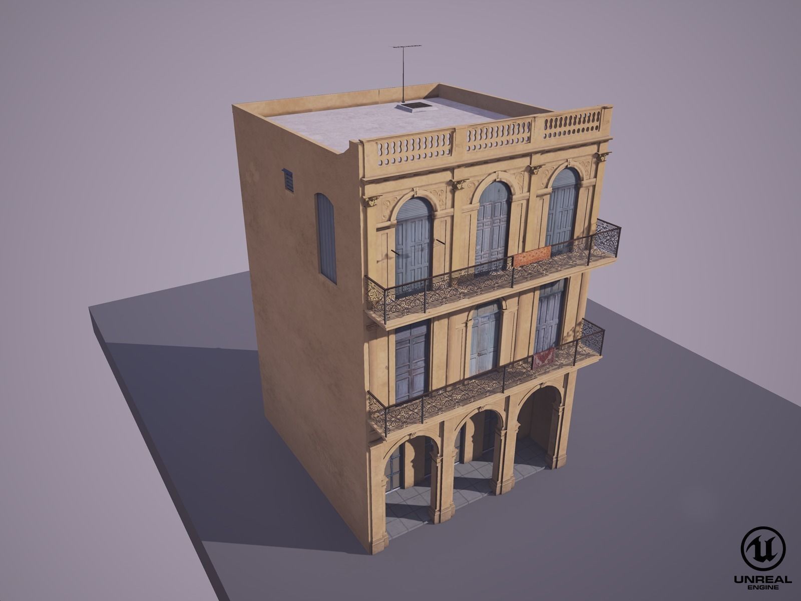 Cuban House Low-poly 3D model_17