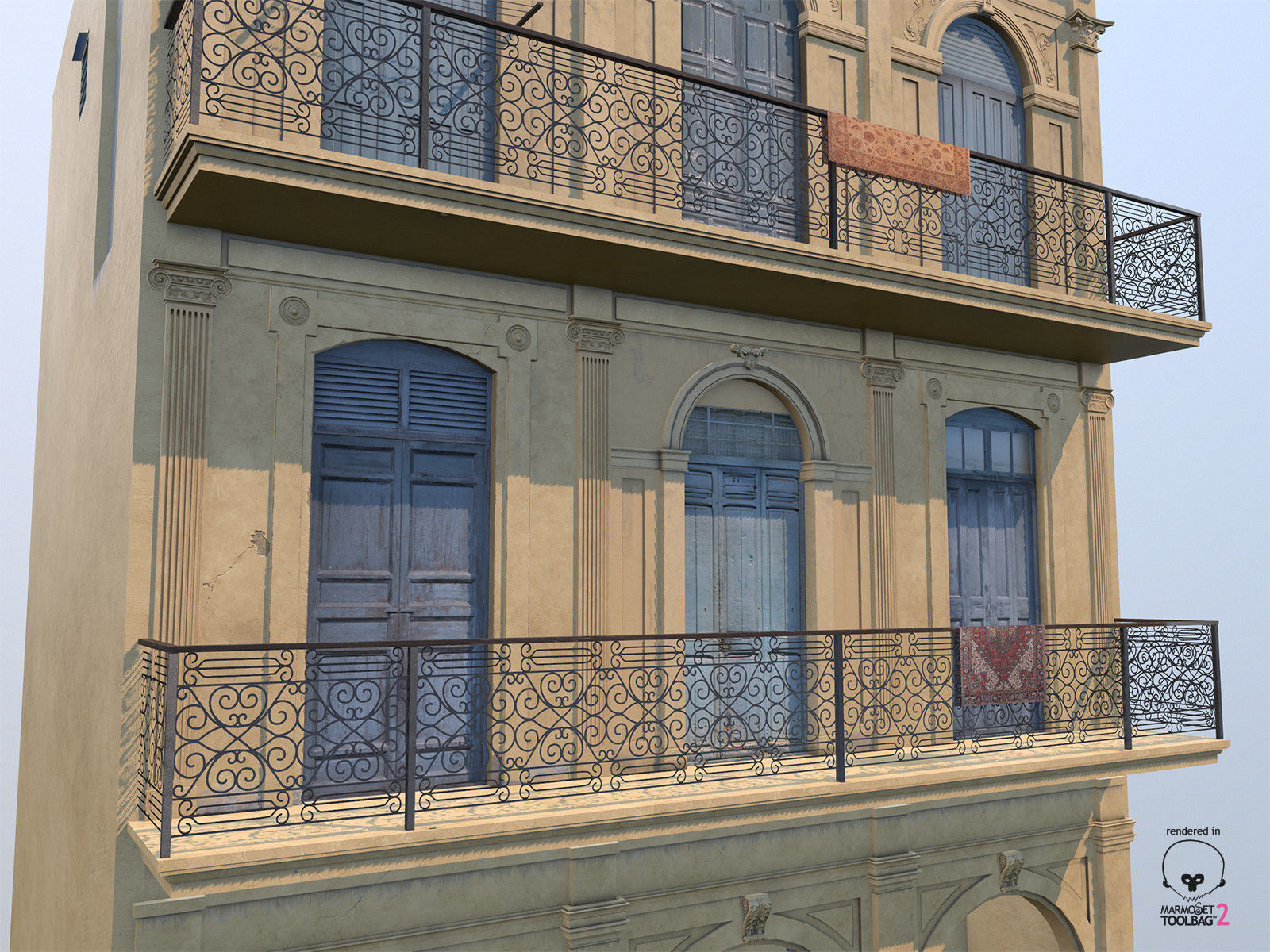 Cuban House Low-poly 3D model_12