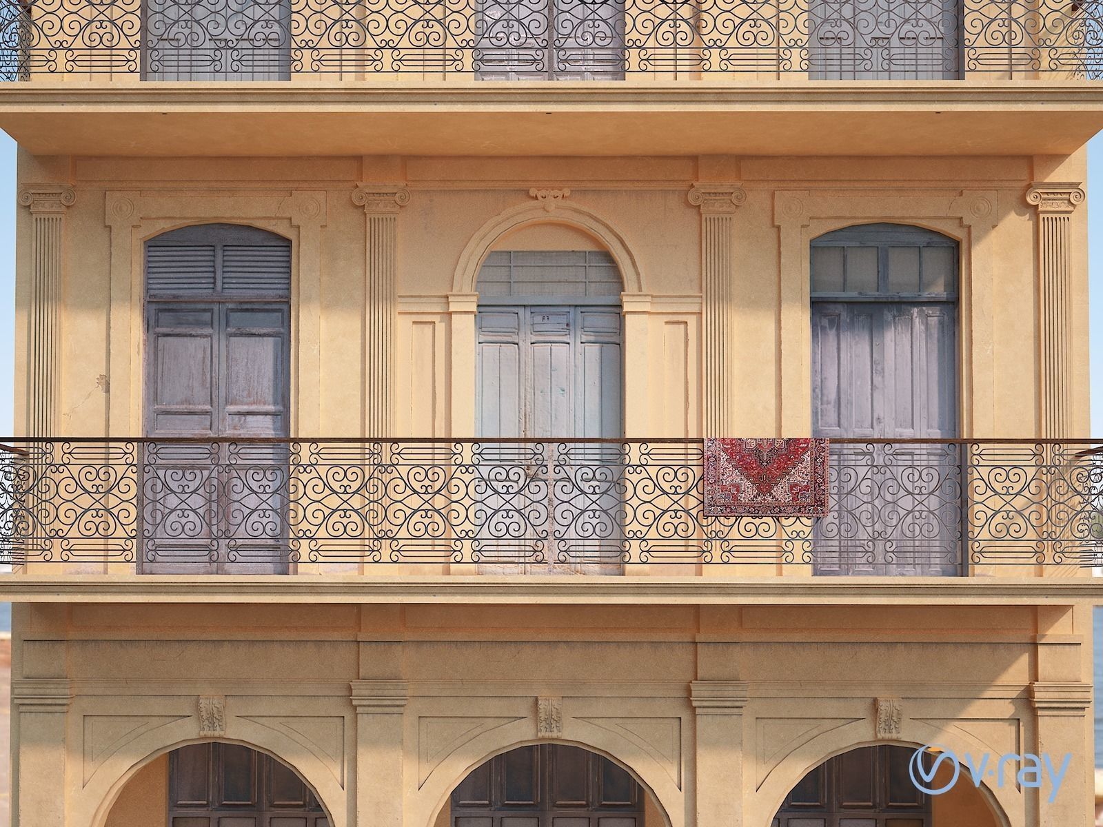 Cuban House Low-poly 3D model_6