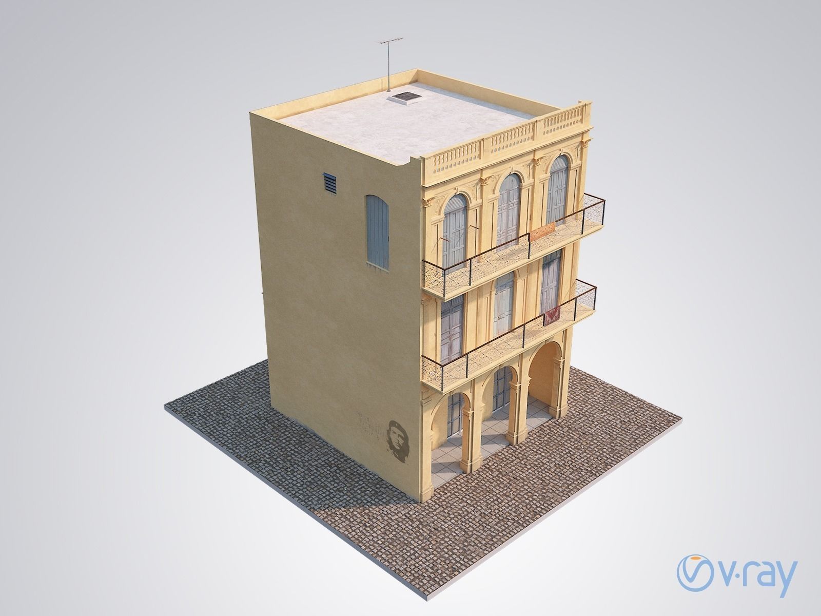 Cuban House Low-poly 3D model_2