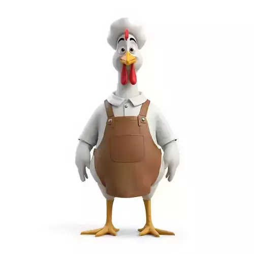 Stylized 3D Cartoon Chef Chicken Character
