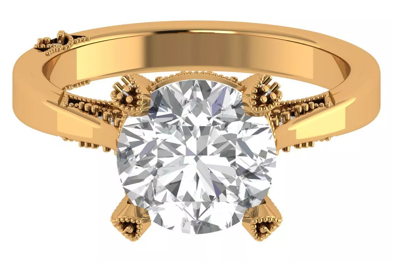 Round Solitaire Ring 3D print model