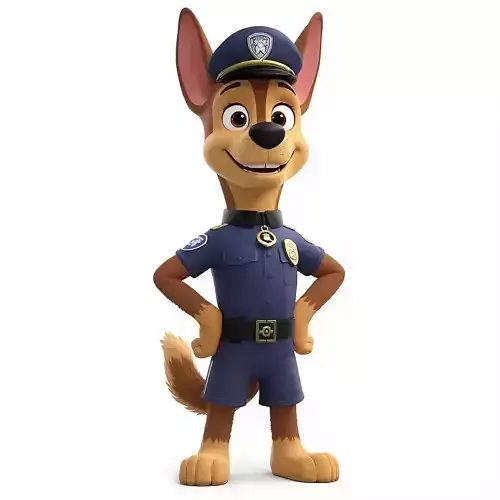 Stylized 3D Cartoon Police Dog Character