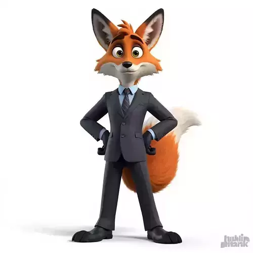 Stylized 3D Cartoon Professional Fox Character
