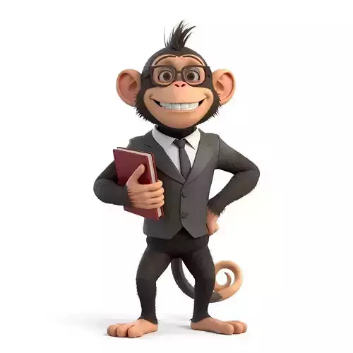 Stylized 3D Cartoon Scholar Monkey Character