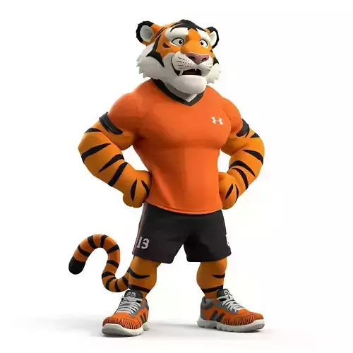 Stylized 3D Cartoon Athlete Tiger Character