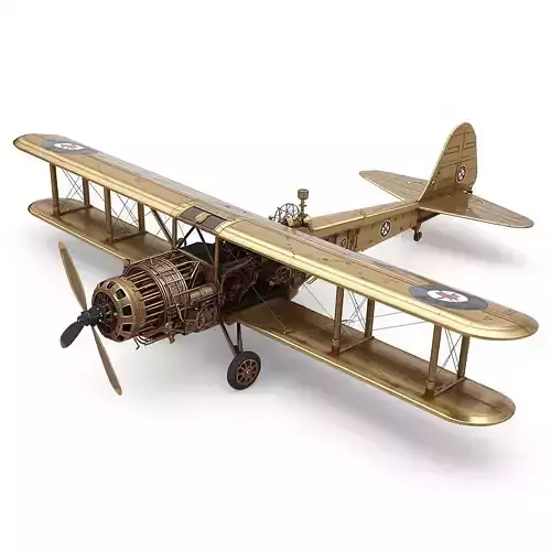 Stylized 3D Steampunk Reconnaissance Aircraft