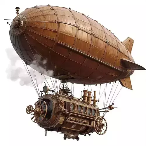 Stylized 3D Steampunk Heavy Transport Airship