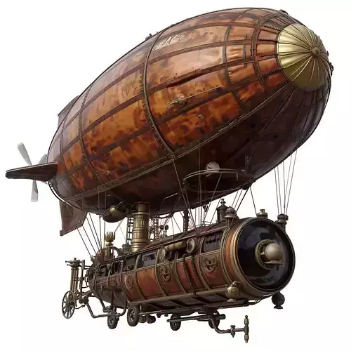 Stylized 3D Steampunk Command Airship