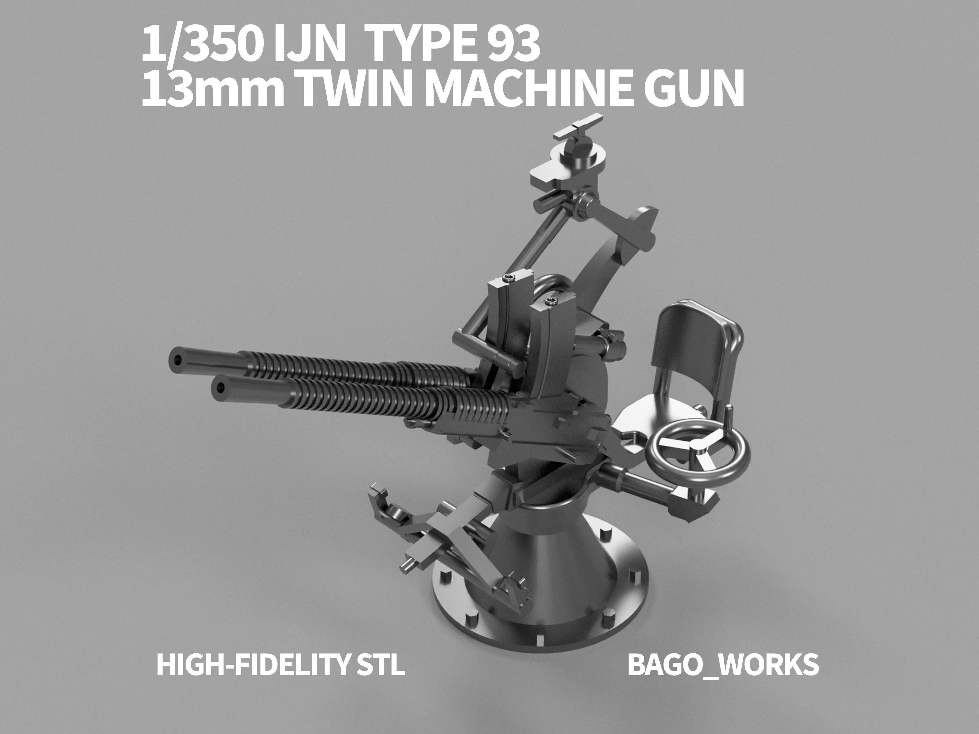 1-350 IJN Type 93 13mm Twin Machine Gun STL 3D print model