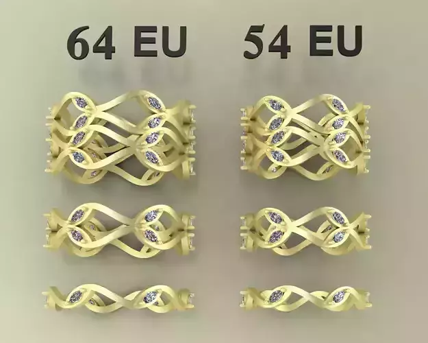  Modular Couple Ring Set Marquise Stone 3Designs per Size 3D