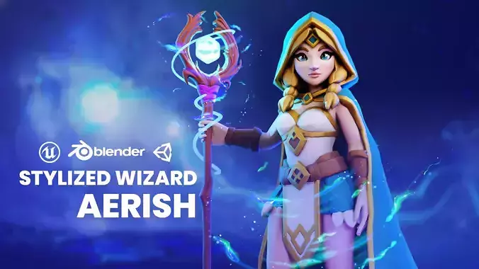 Stylized Medieval Wizard Character - Aerish