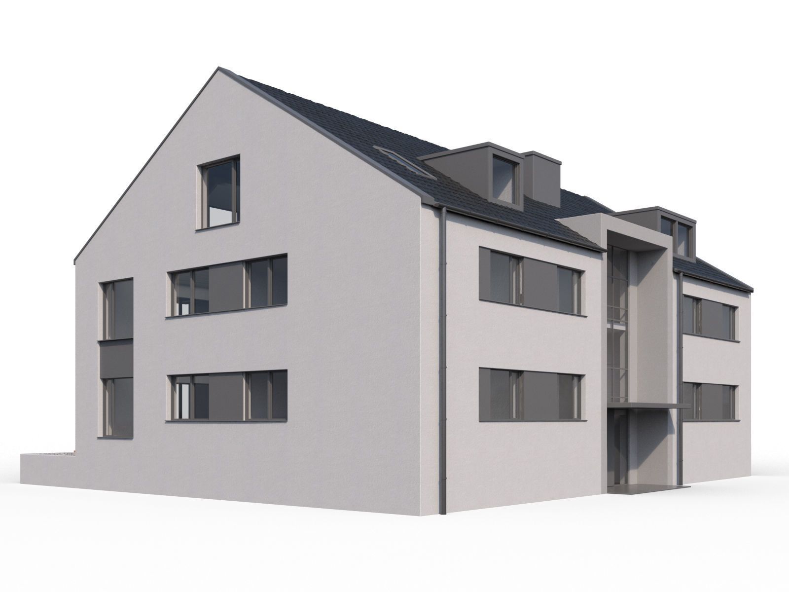 Modern appartment house 3D model_4