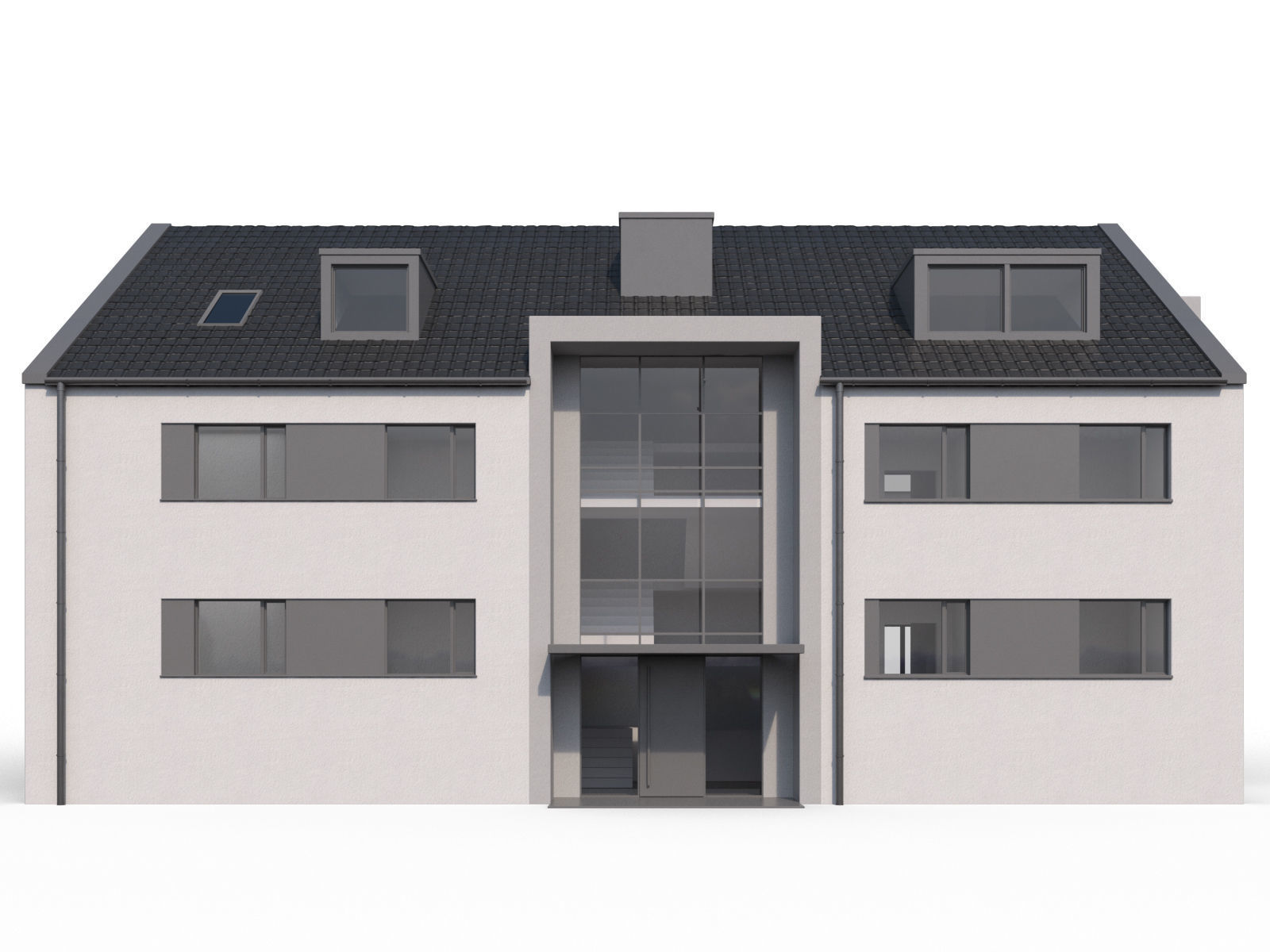 Modern appartment house 3D model_6