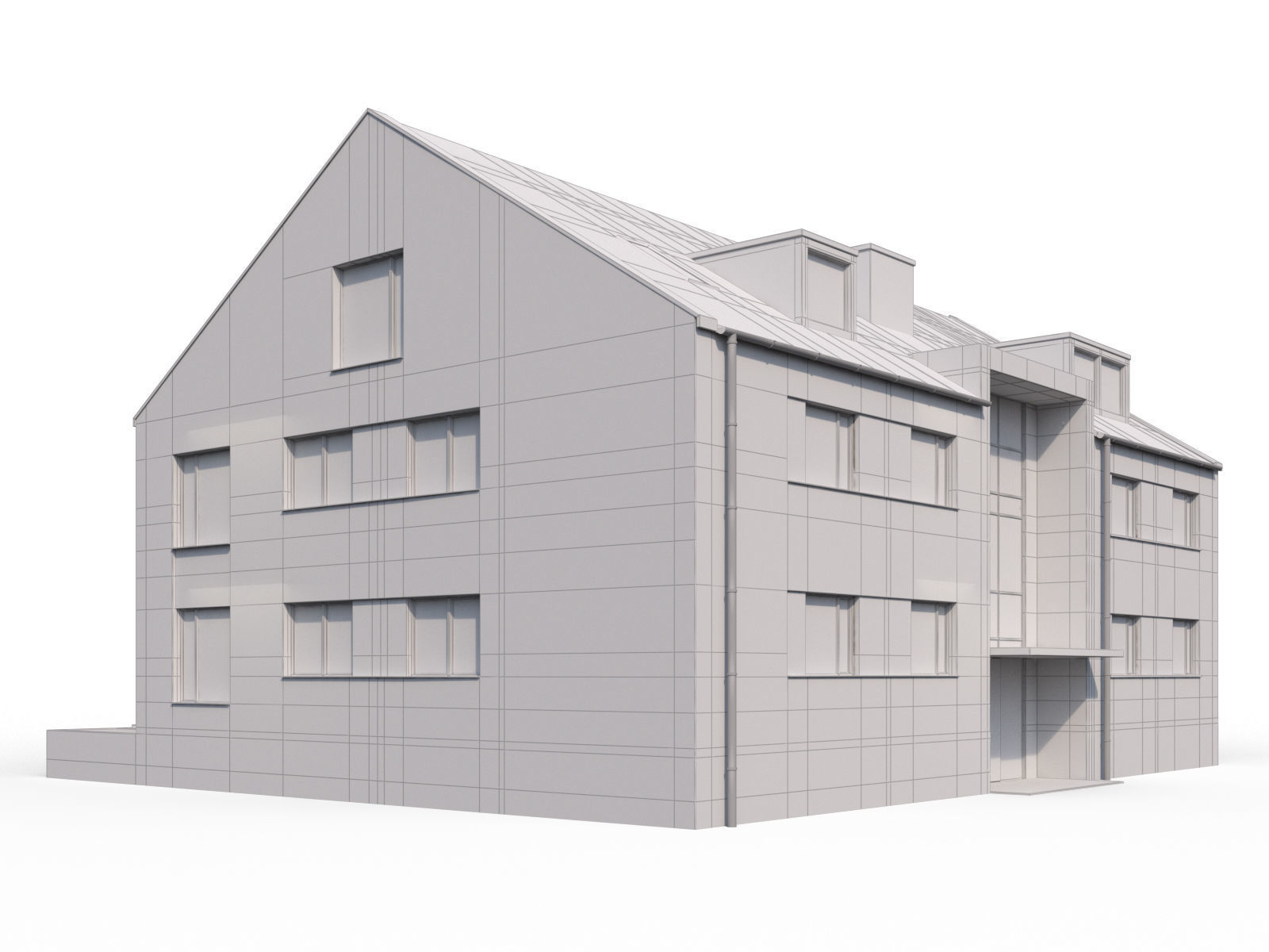 Modern appartment house 3D model_5