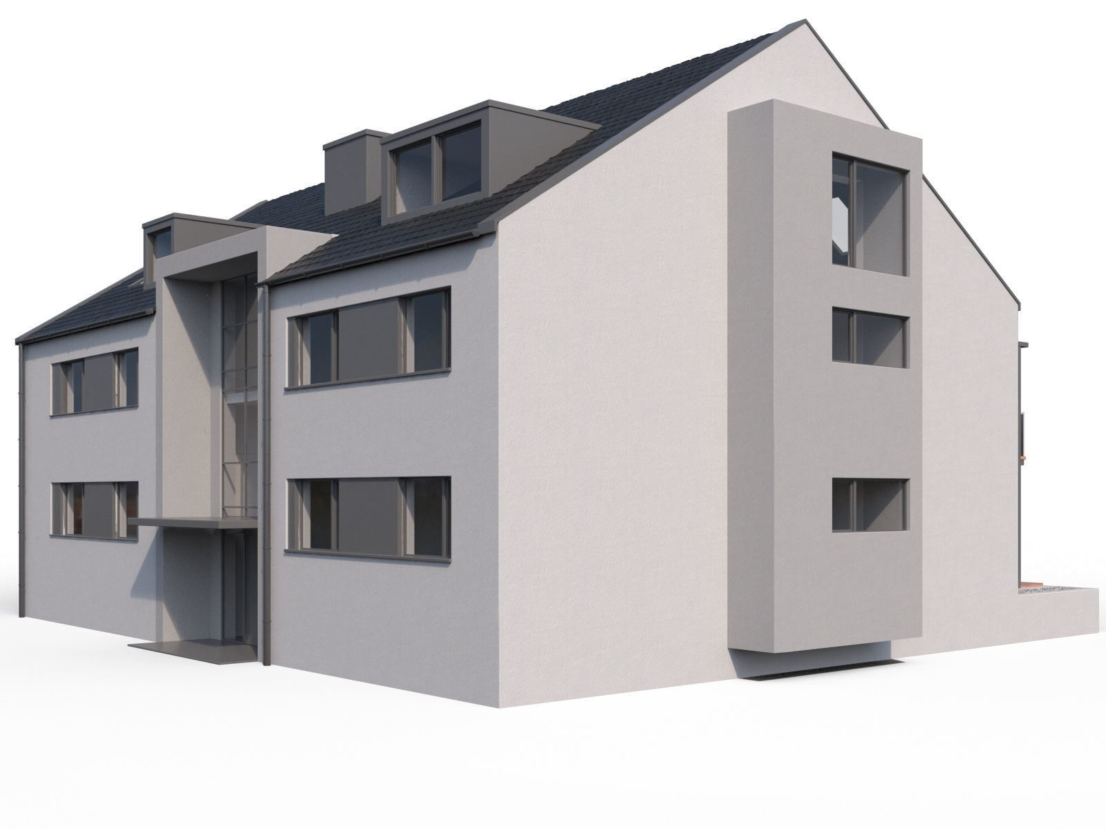 Modern appartment house 3D model_8