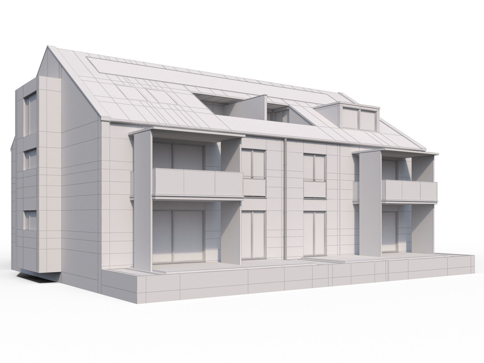 Modern appartment house 3D model_1