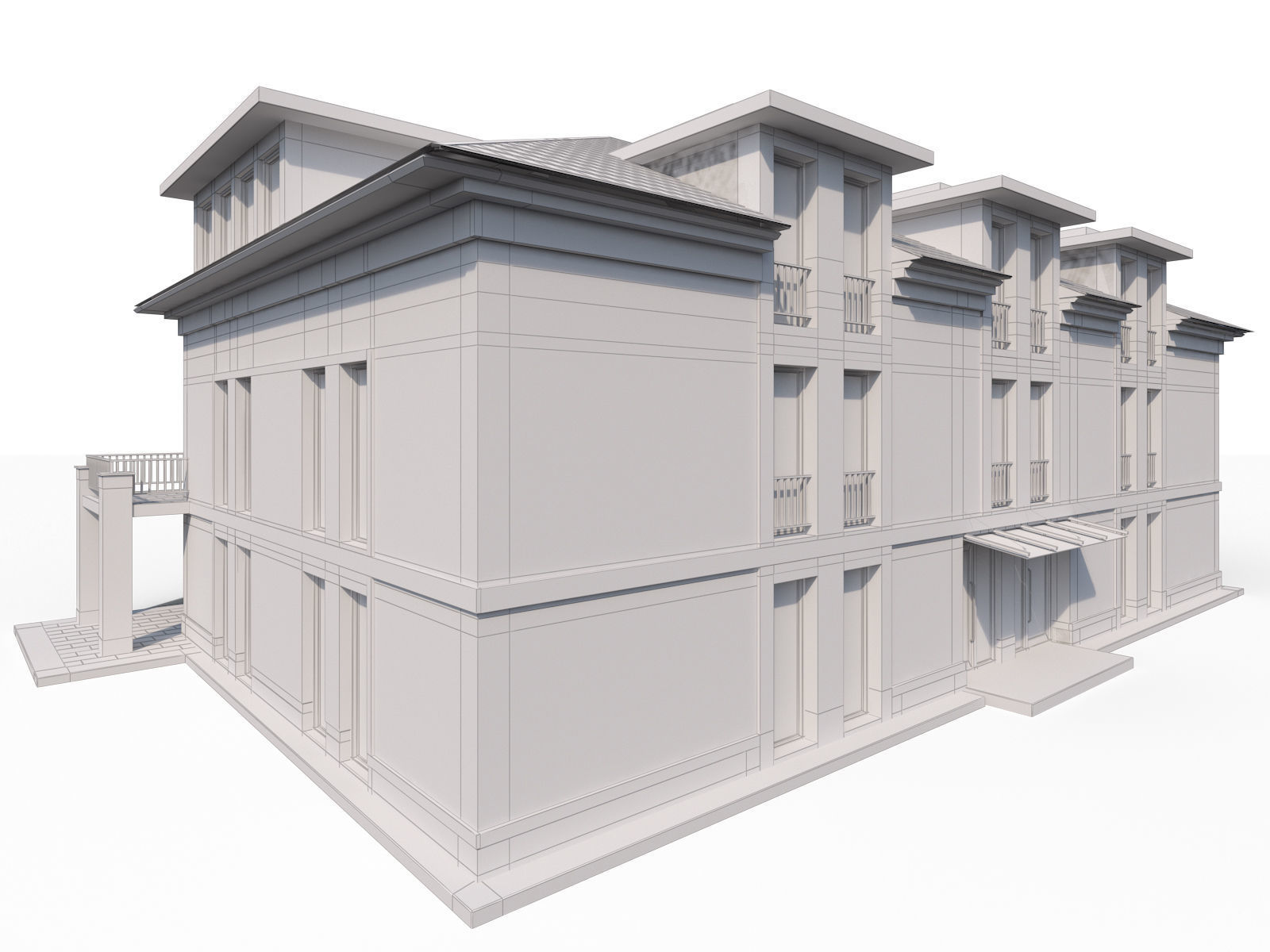 Modern city villa 3D model_5