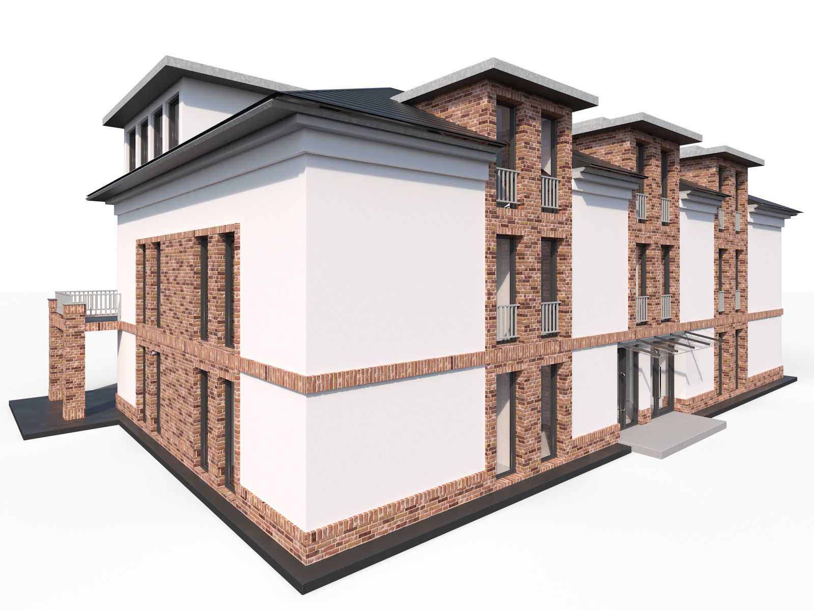 Modern city villa 3D model_4