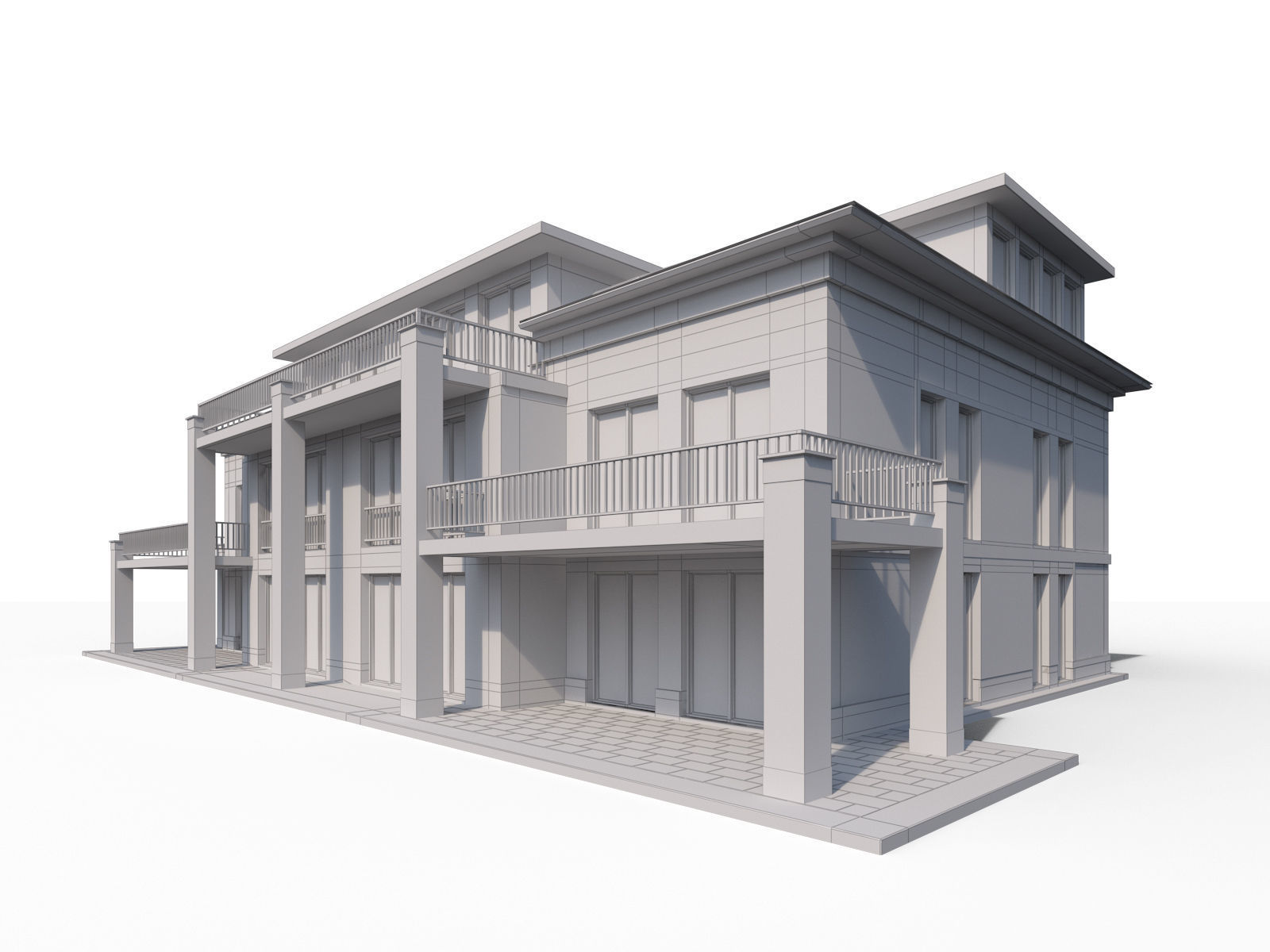 Modern city villa 3D model_7