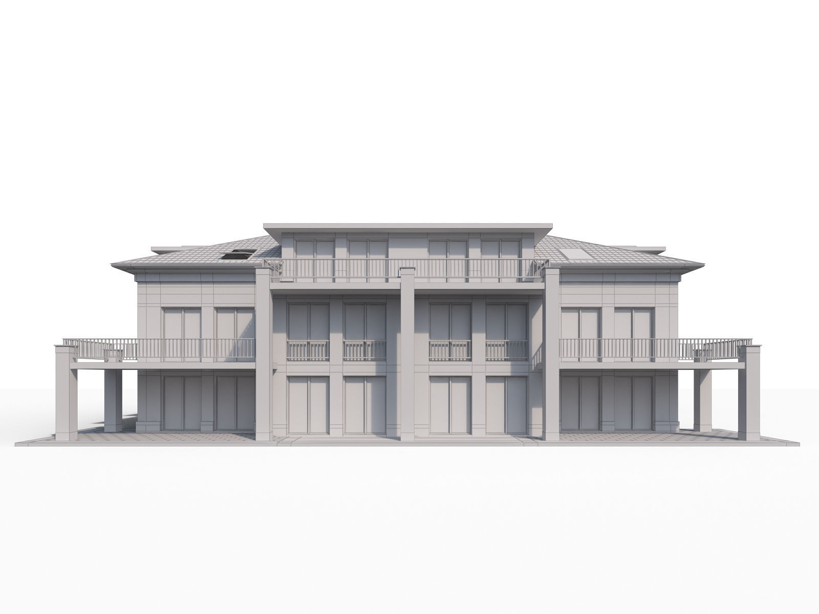 Modern city villa 3D model_9
