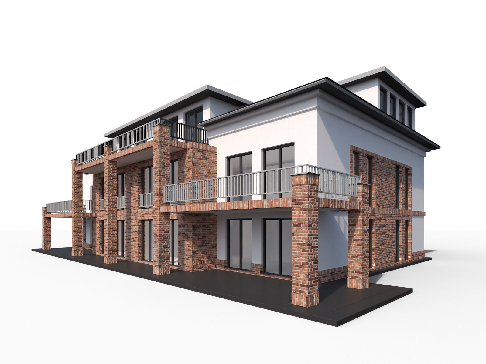 Modern city villa 3D model_6