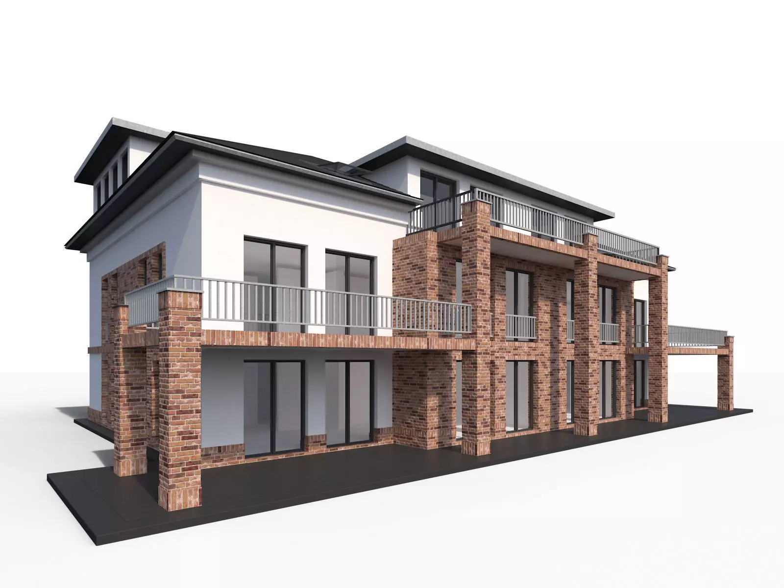 Modern city villa 3D model_0
