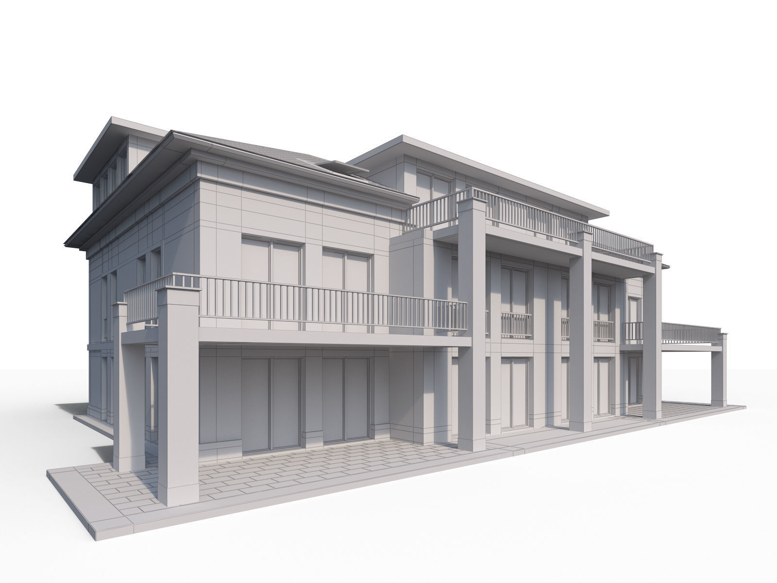 Modern city villa 3D model_1