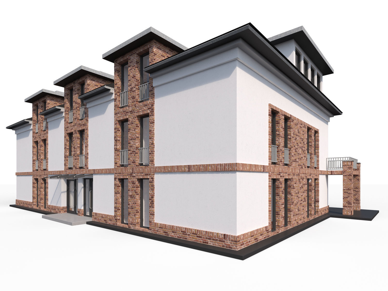 Modern city villa 3D model_2