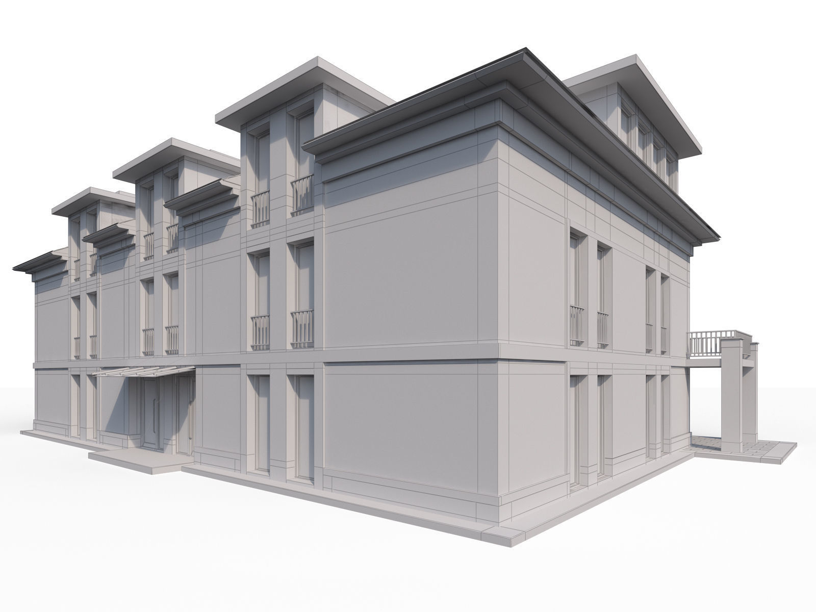 Modern city villa 3D model_3