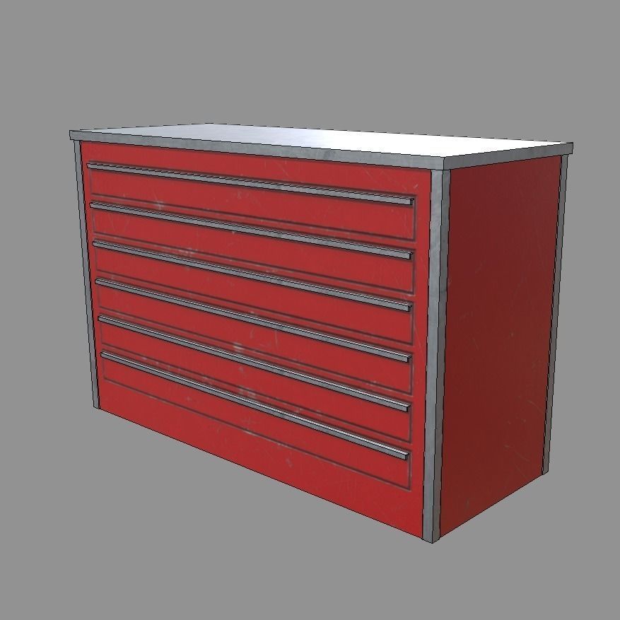 ToolBox tool cabinet with drawers Low-poly 3D model_1
