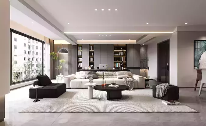 Modern living room 3D model 3D model