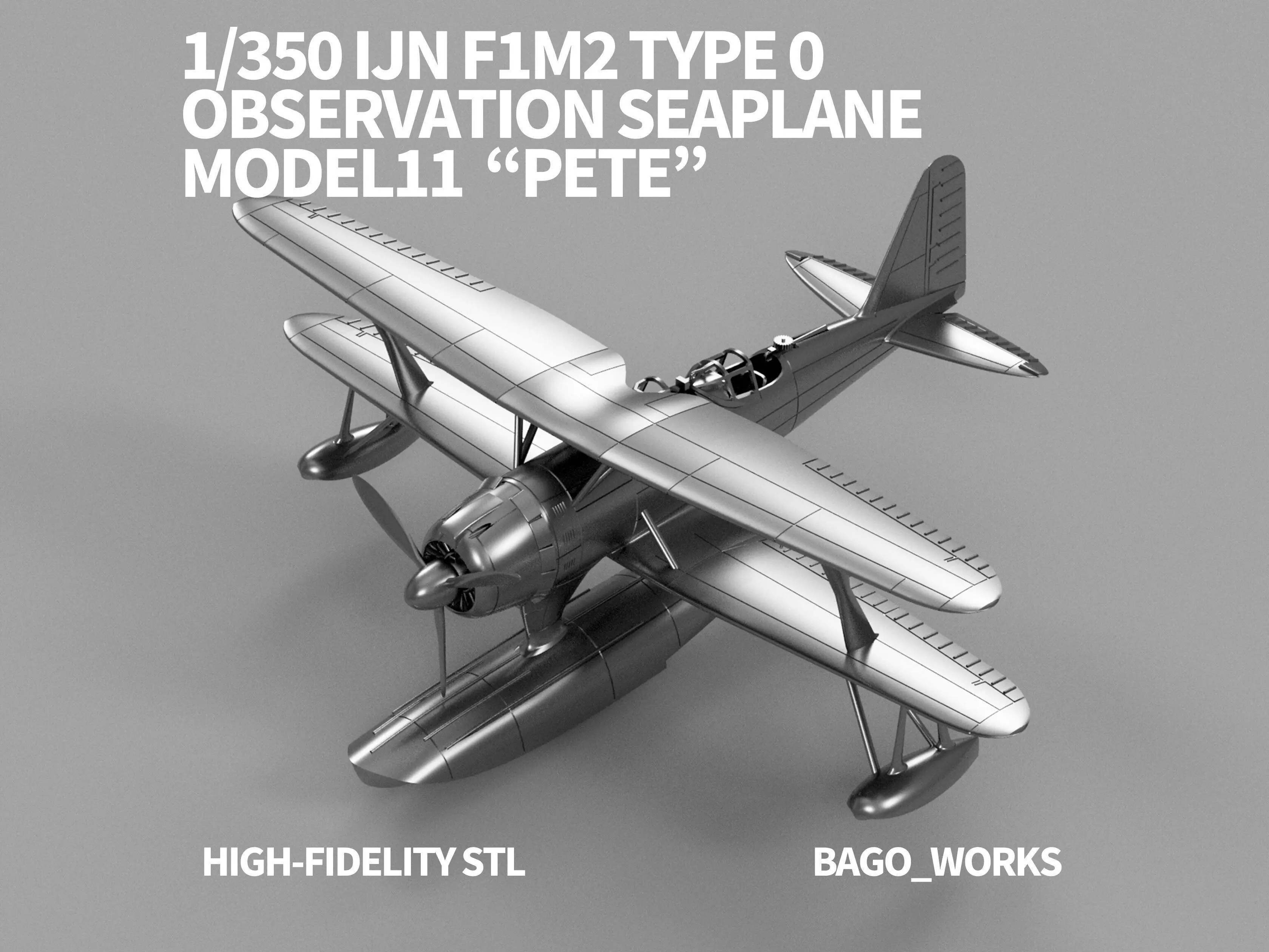 1-350 IJN F1M2 Type 0 Observation Seaplane MODEL11 Pete STL 3D print model