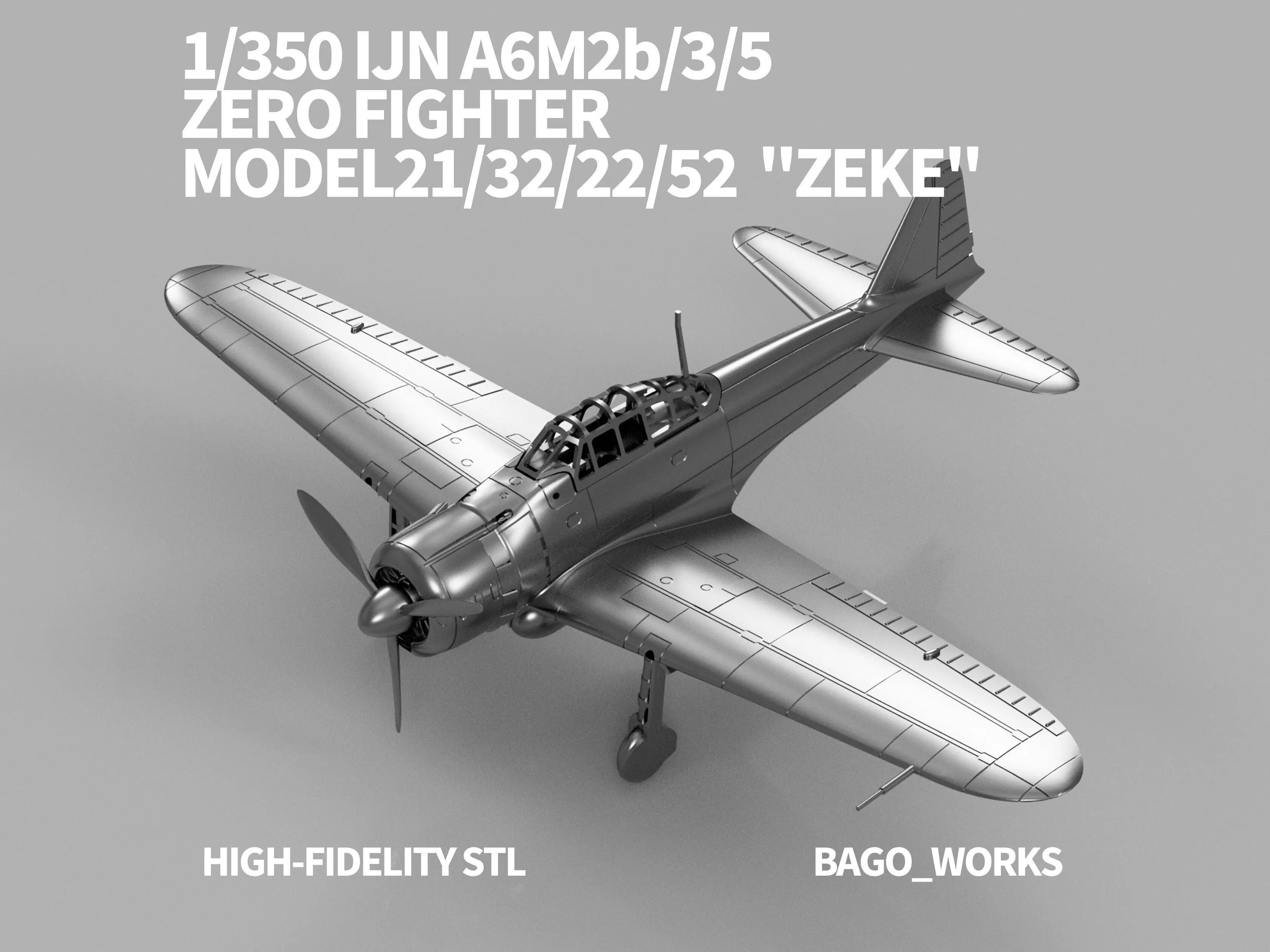 1-350 IJN A6M2b 3 5 Zero Fighter Model 21 32 22 52 ZEKE STL 3D print model