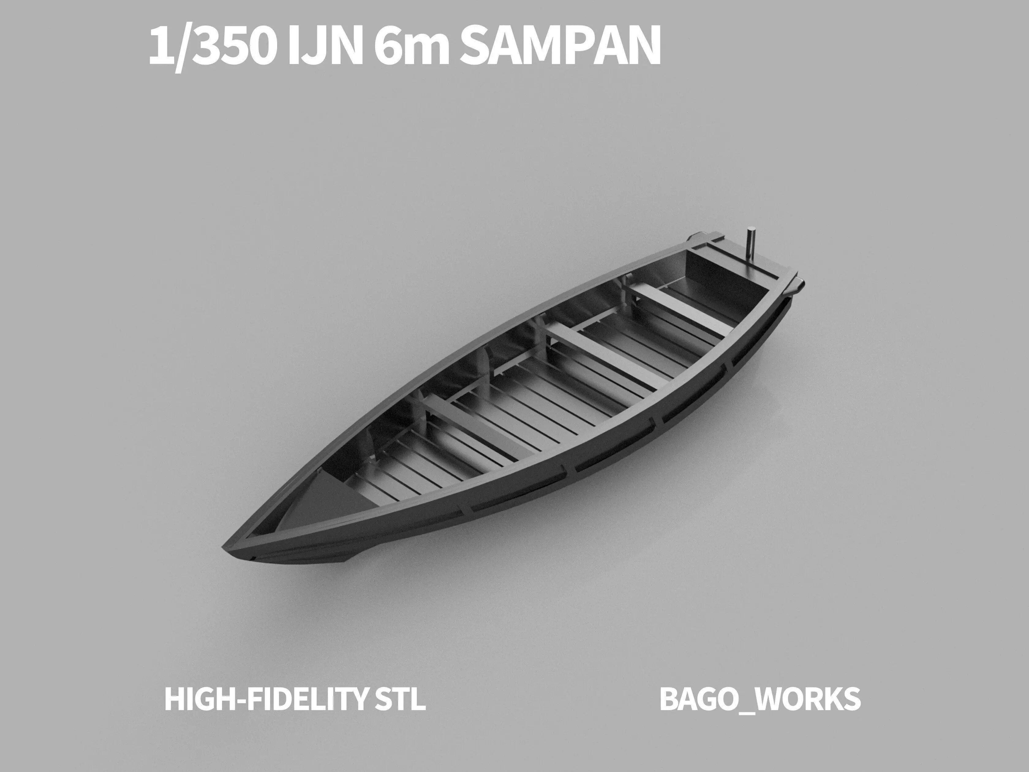 1-350 IJN 6m Sampan Work Boat STL 3D print model