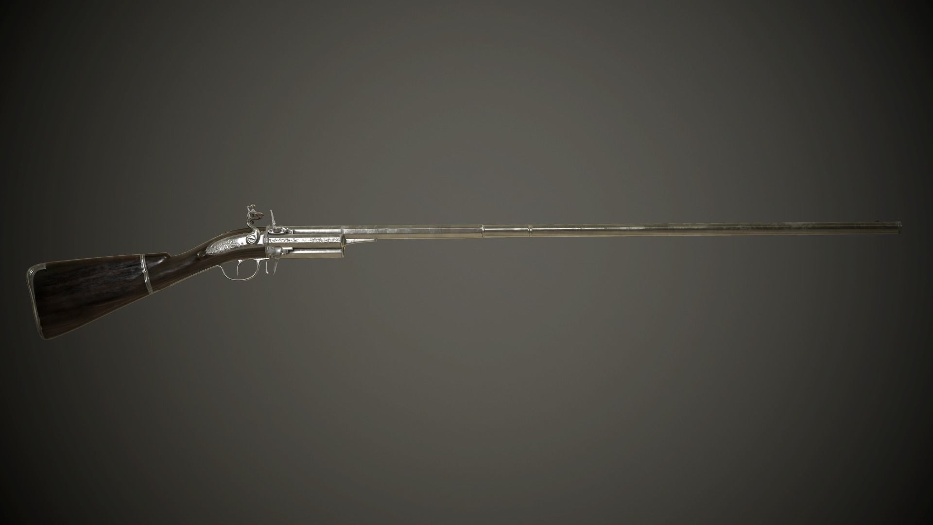 Flintlock Modular Revolving Rifle - model and textures Low-poly 3D model_5