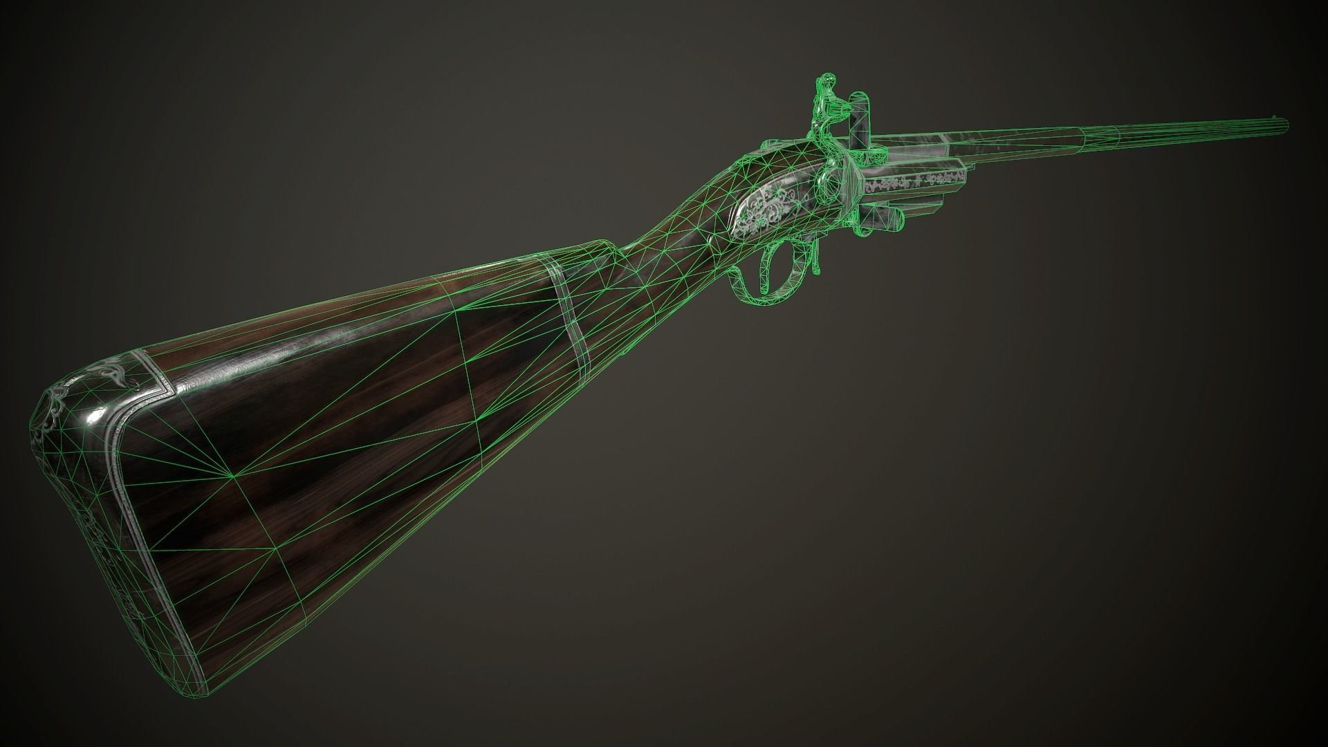 Flintlock Modular Revolving Rifle - model and textures Low-poly 3D model_8