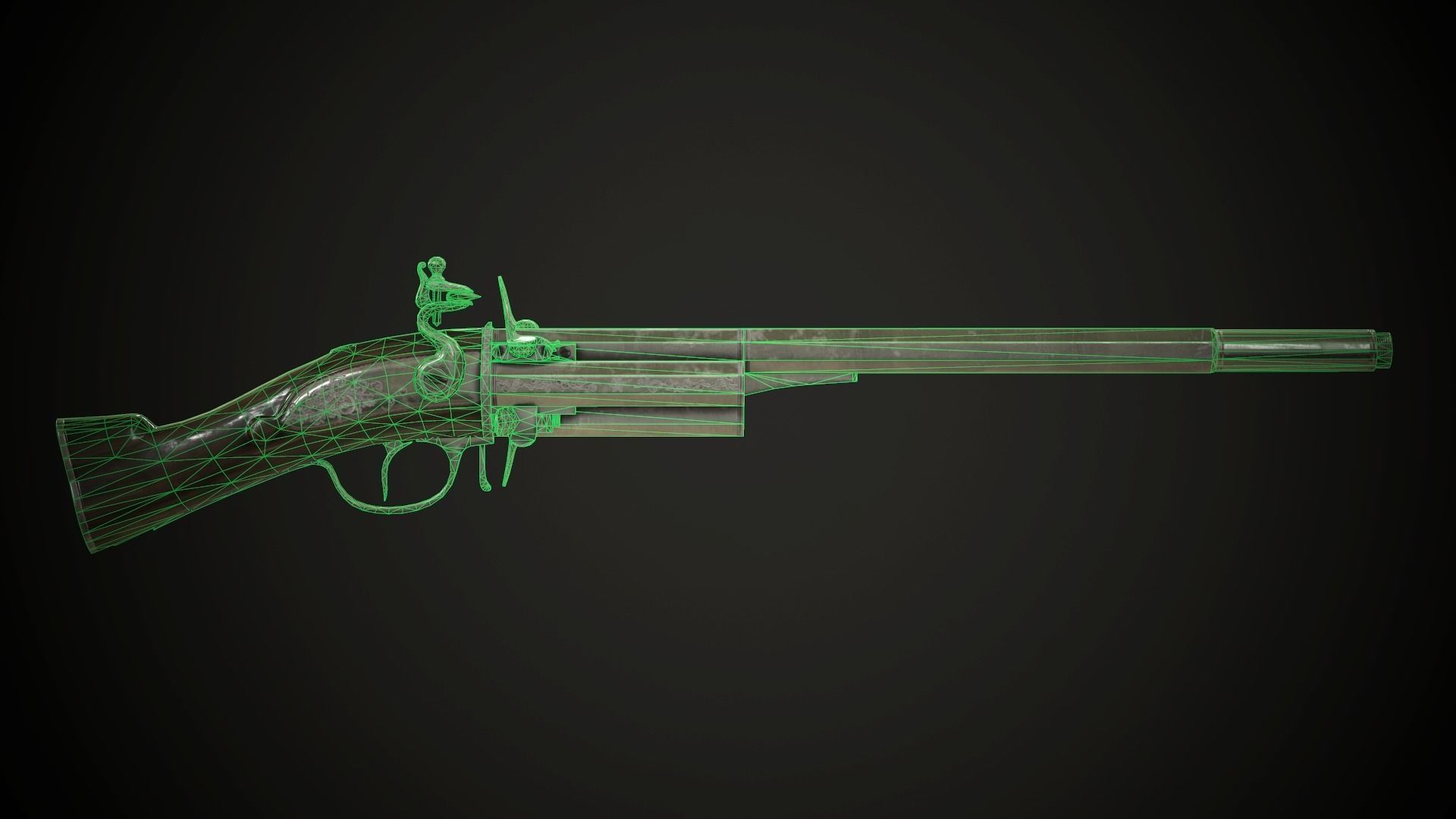 Flintlock Modular Revolving Rifle - model and textures Low-poly 3D model_10