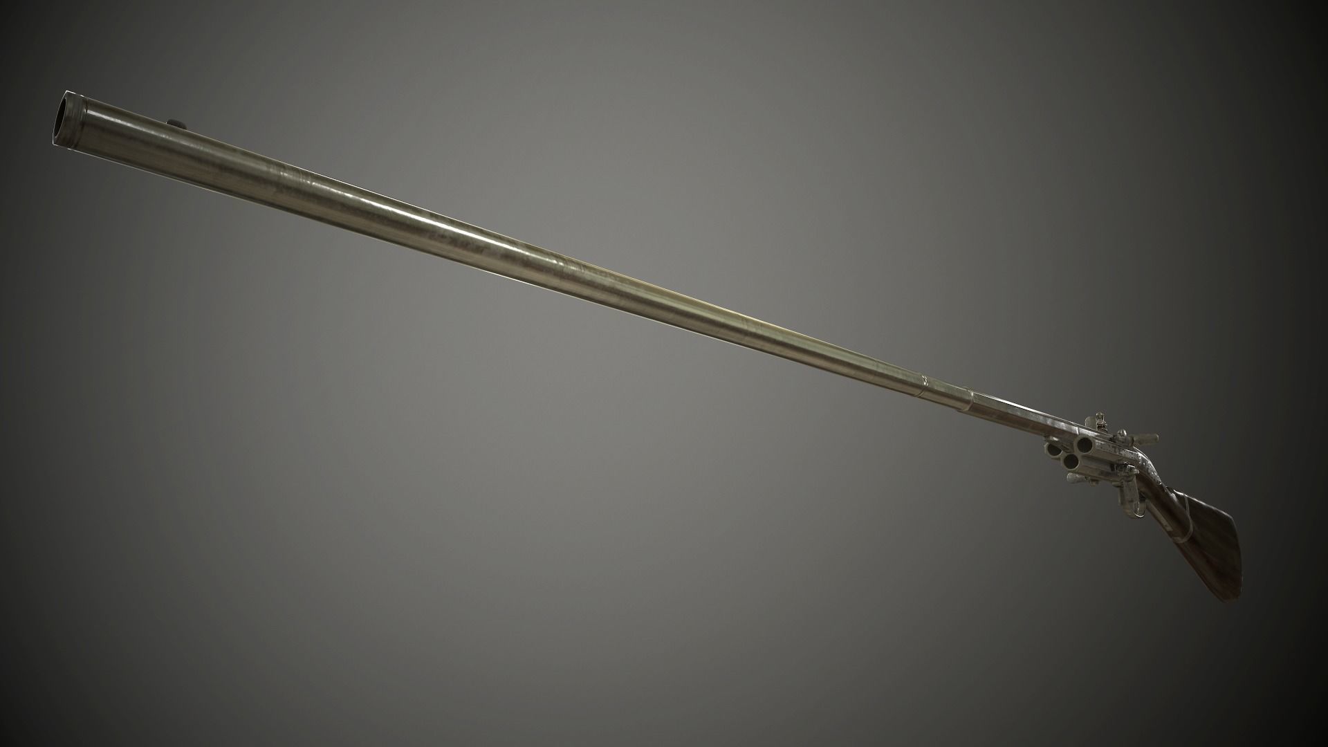 Flintlock Modular Revolving Rifle - model and textures Low-poly 3D model_4