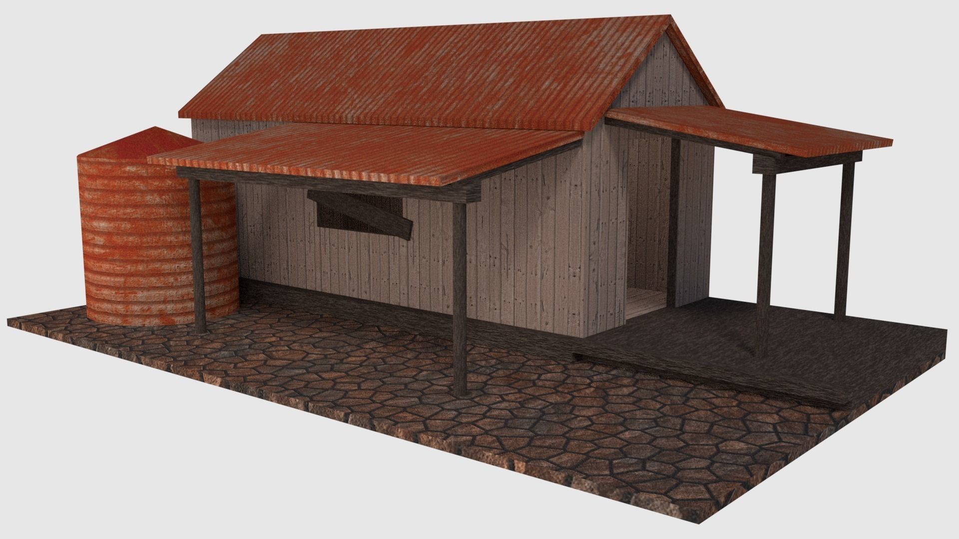 Rusty Old Shack - Game Ready Low-poly 3D model_0
