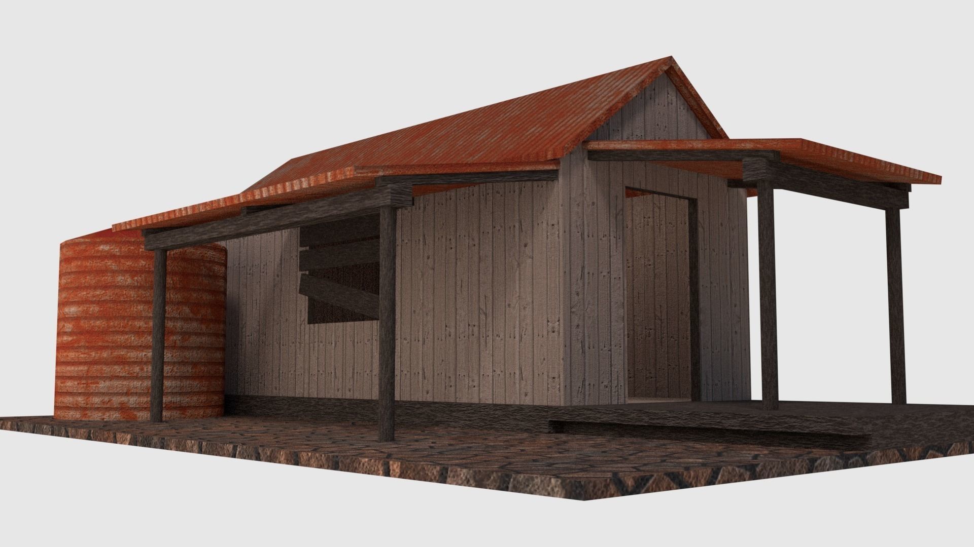 Rusty Old Shack - Game Ready Low-poly 3D model_6