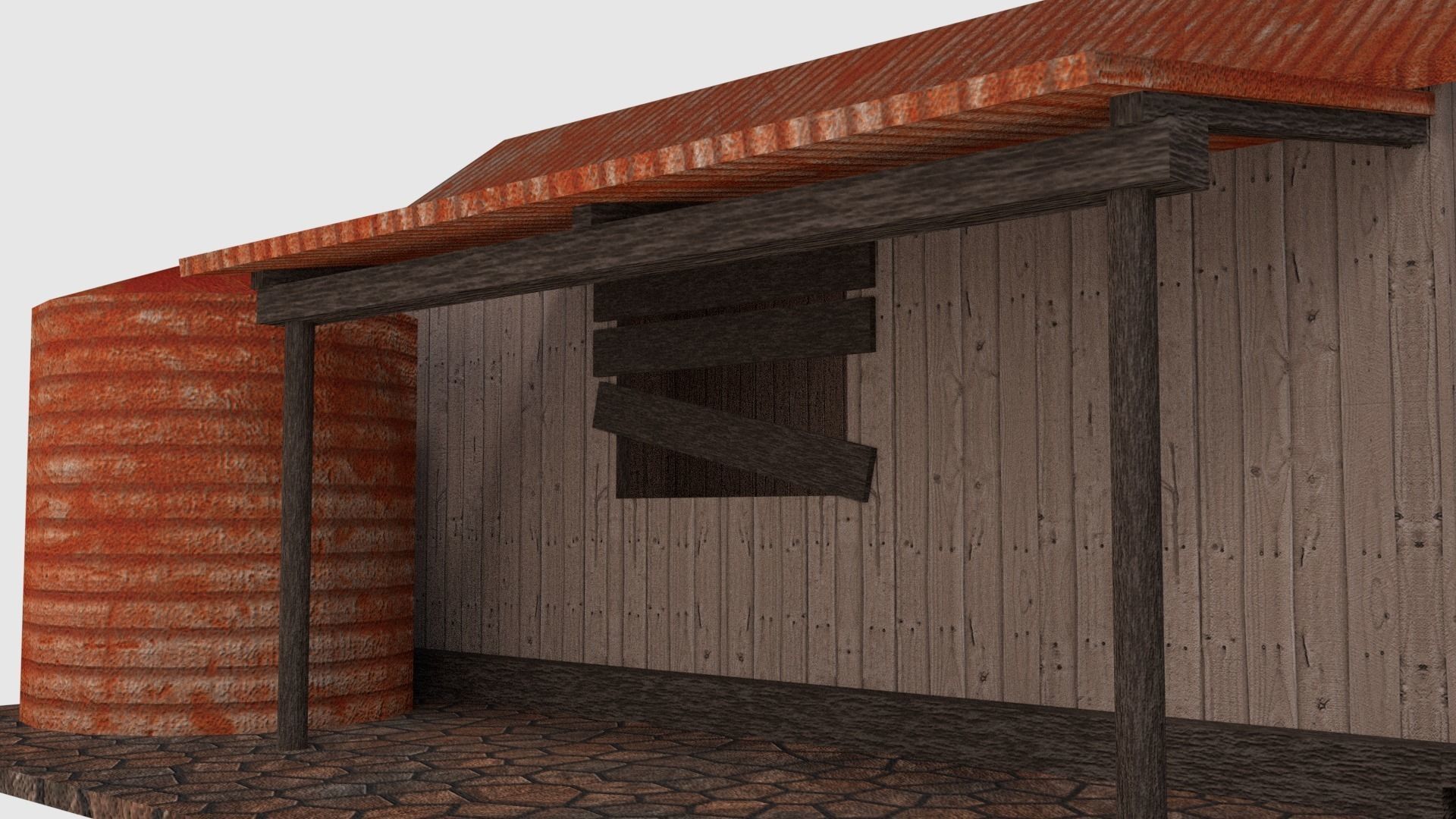 Rusty Old Shack - Game Ready Low-poly 3D model_7