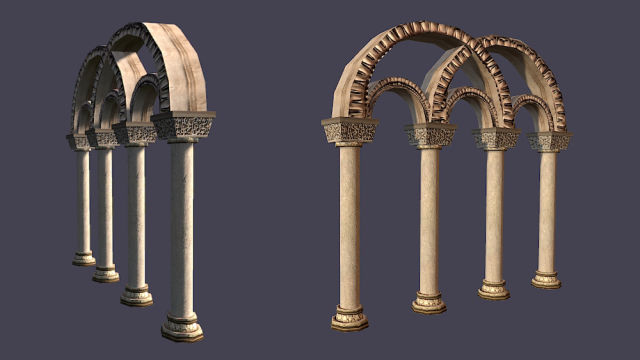 Medieval Gothic Archs Lowpoly Low-poly 3D model