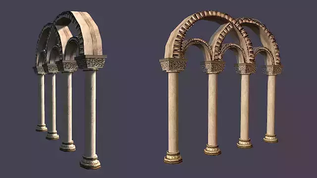 Medieval Gothic Archs Lowpoly Low-poly 3D model