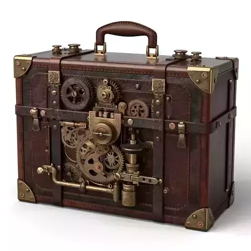 Stylized 3D Steampunk Mechanical Tool Suitcase