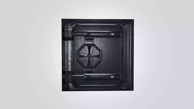 Vault Door 3D Model - Heavy Industrial Security Door Free low-poly 3D model