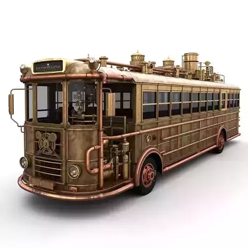 Stylized 3D Steampunk Passenger Bus